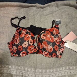 Marilyn Monroe Black and Red Floral Bra
